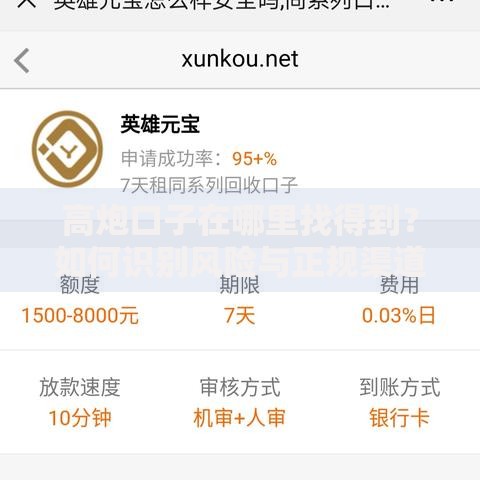 高炮口子在哪里找得到？如何识别风险与正规渠道对比