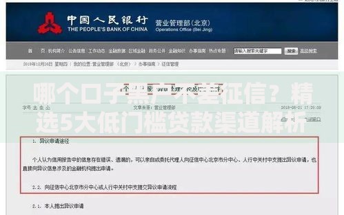 哪个口子黑户不差征信？精选5大低门槛贷款渠道解析