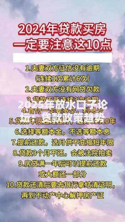 2025年放水口子论坛：贷款政策趋势与实操指南