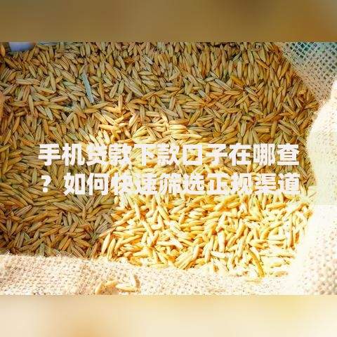 手机贷款下款口子在哪查？如何快速筛选正规渠道