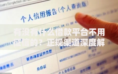 有没有什么借款平台不用征信的？正规渠道深度解析