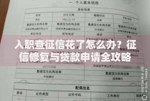 入职查征信花了怎么办？征信修复与贷款申请全攻略