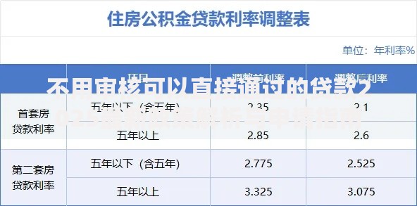 不用审核可以直接通过的贷款2025最新政策解析与申请指南