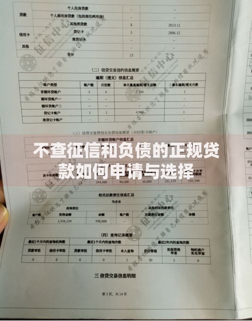不查征信和负债的正规贷款如何申请与选择