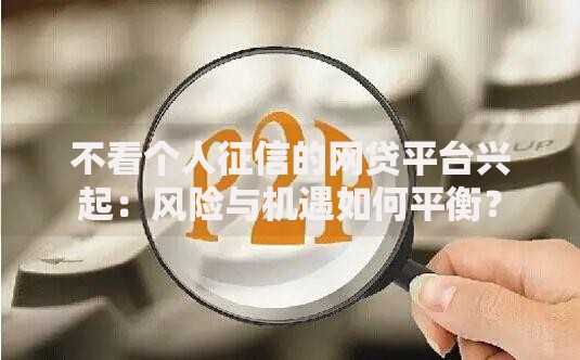不看个人征信的网贷平台兴起：风险与机遇如何平衡？