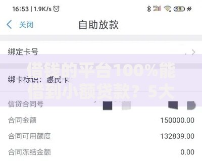 借钱的平台100%能借到小额贷款？5大正规渠道深度评测