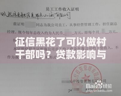 征信黑花了可以做村干部吗？贷款影响与任职资格解析
