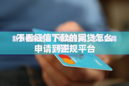 不看征信下款的网贷怎么申请到正规平台