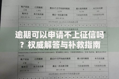 逾期可以申请不上征信吗？权威解答与补救指南