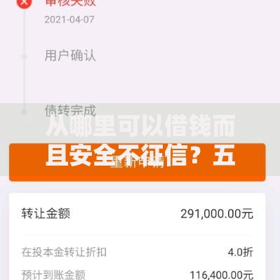 从哪里可以借钱而且安全不征信？五大安全渠道解析