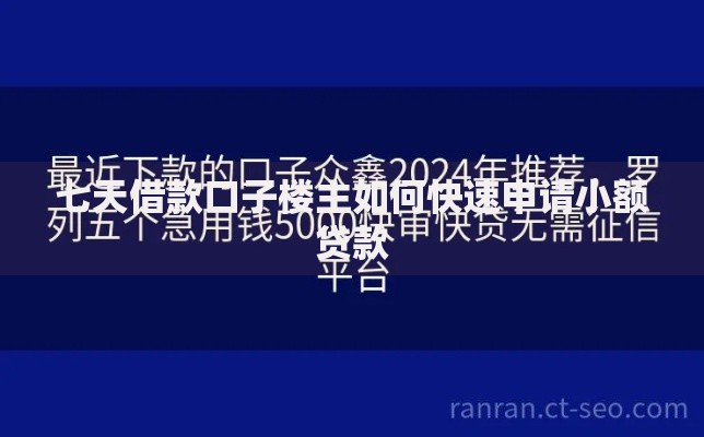 七天借款口子楼主如何快速申请小额贷款