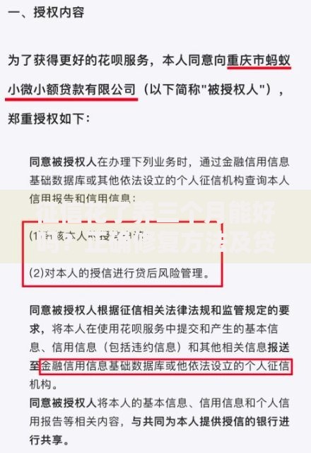 征信花了养三个月能好吗？正确修复方法及贷款攻略