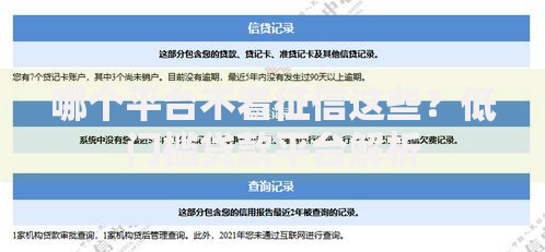 哪个平台不看征信这些？低门槛贷款平台解析