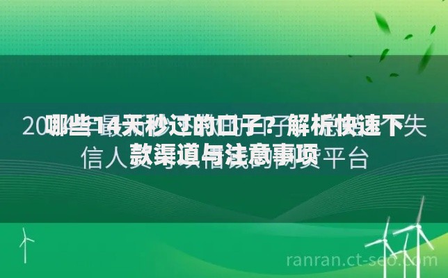 哪些14天秒过的口子？解析快速下款渠道与注意事项