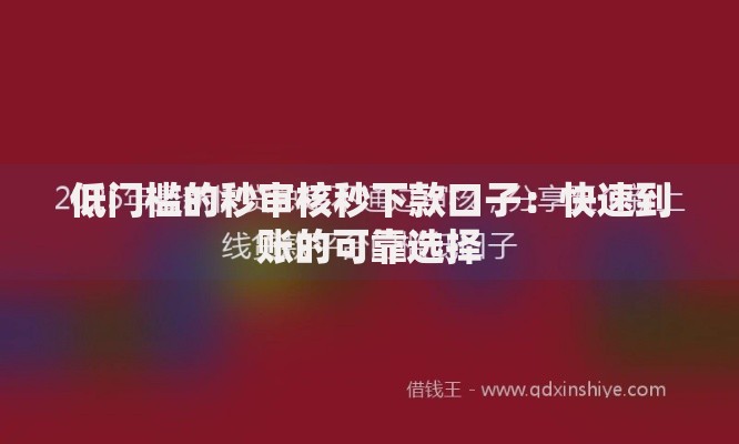 低门槛的秒审核秒下款口子：快速到账的可靠选择