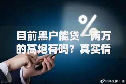 目前黑户能贷一两万的高炮有吗？真实情况深度解析