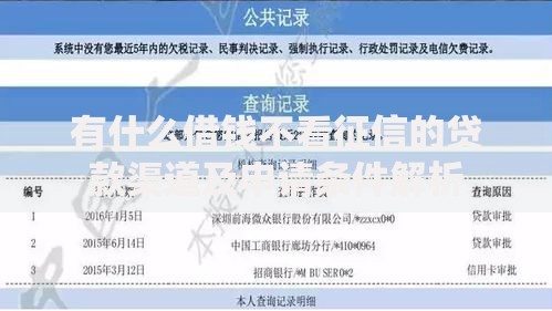 有什么借钱不看征信的贷款渠道及申请条件解析