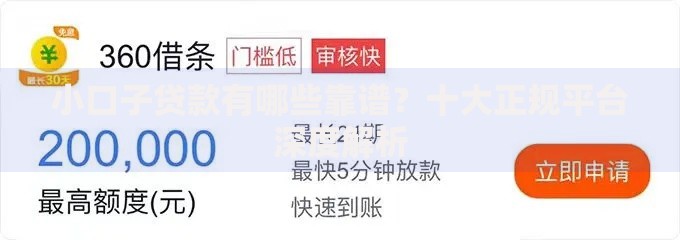 小口子贷款有哪些靠谱？十大正规平台深度解析