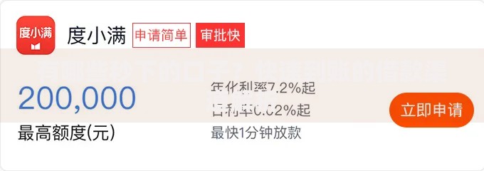 有哪些秒下的口子？快速到账的借款渠道解析