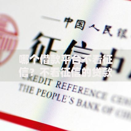 哪个借款平台不看征信？不看征信的贷款渠道及注意事项
