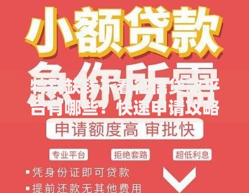特别缺钱不看征信贷款平台有哪些？快速申请攻略