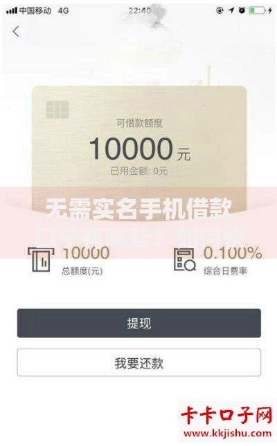 无需实名手机借款口子有哪些？如何快速申请？