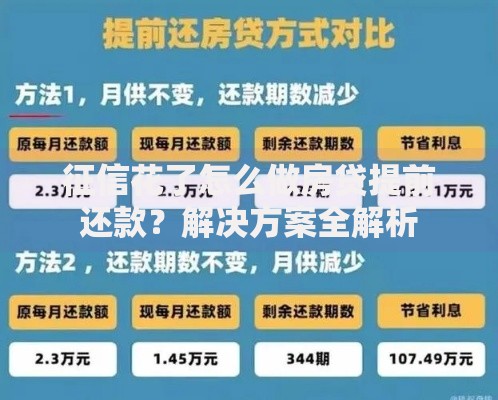 征信花了怎么做房贷提前还款?解决方案全解析 征信花了怎么做房贷提前还款?解决方案全解析