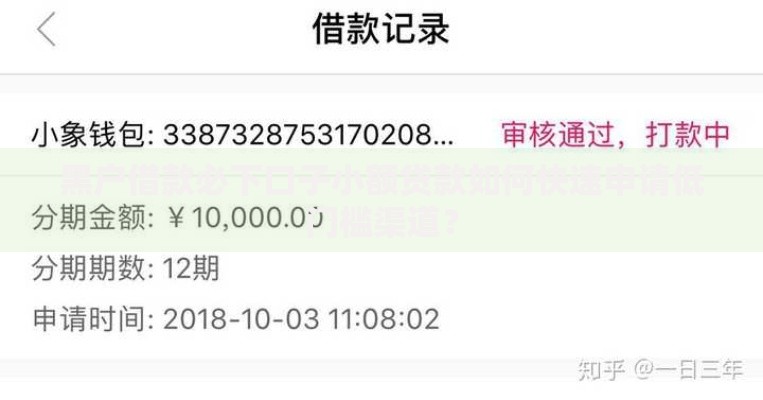 黑户借款必下口子小额贷款如何快速申请低门槛渠道？
