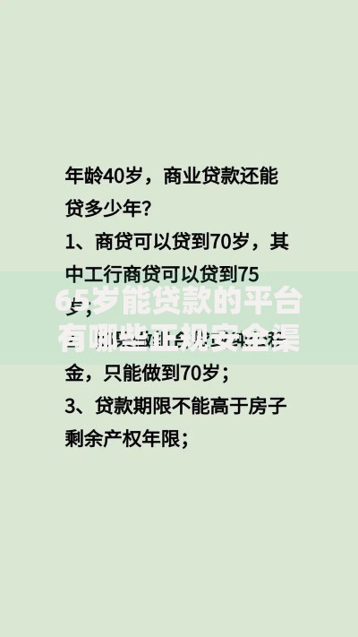 65岁能贷款的平台有哪些正规安全渠道