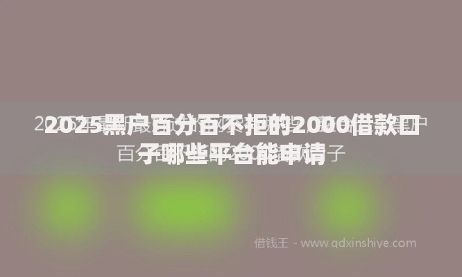 2025黑户百分百不拒的2000借款口子哪些平台能申请