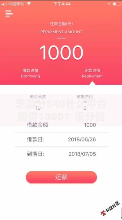芝麻分540什么平台能借1000？低分借款渠道深度解析