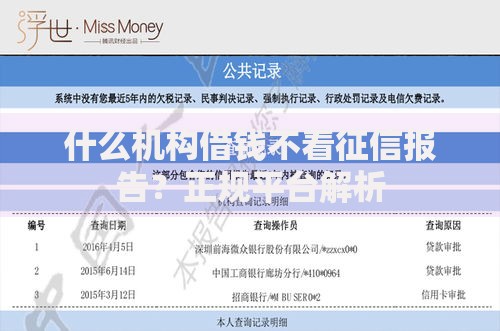 什么机构借钱不看征信报告？正规平台解析