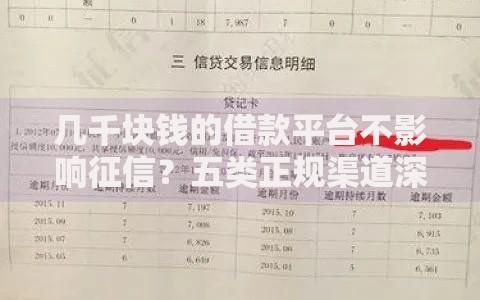 几千块钱的借款平台不影响征信?五类正规渠道深度解析 几千块钱的借款平台不影响征信?五类正规渠道深度解析