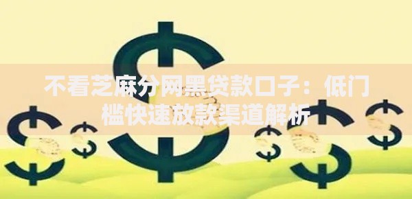 不看芝麻分网黑贷款口子：低门槛快速放款渠道解析