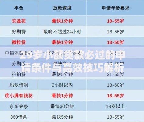 29岁小额贷款必过的申请条件与高效技巧解析