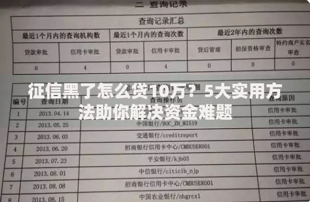 征信黑了怎么贷10万？5大实用方法助你解决资金难题