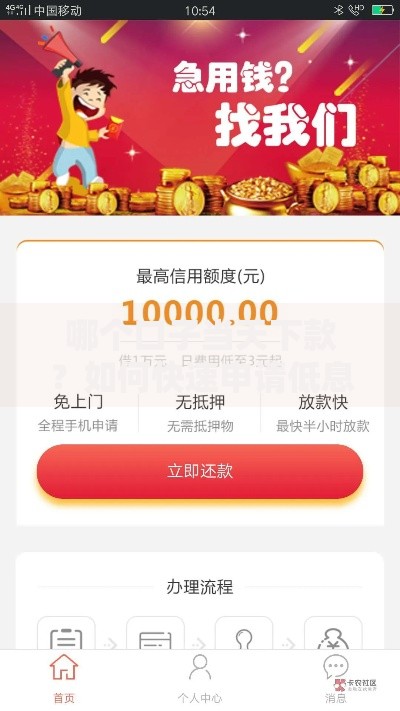 哪个口子当天下款？如何快速申请低息贷款