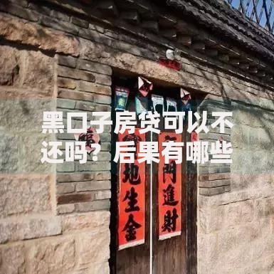 黑口子房贷可以不还吗？后果有哪些？风险深度解析