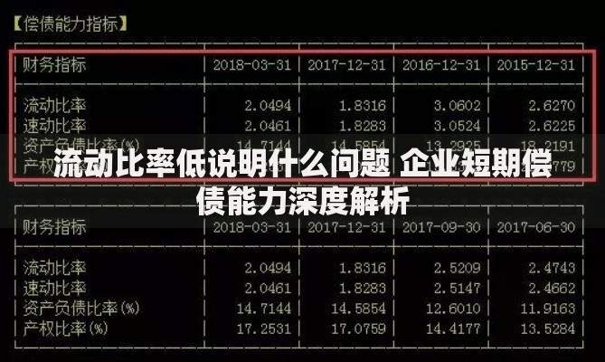 流动比率低说明什么问题 企业短期偿债能力深度解析