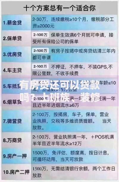 有房贷还可以贷款吗?上班族、装修族再贷款的条件、额度及申请指南 有房贷还可以贷款吗?上班族、装修族再贷款的条件、额度及申请指南