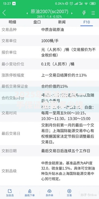 2025年原油期货一手保证金要多少钱？最新交易成本解析