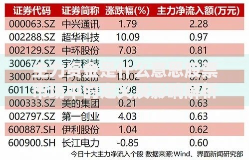 主力资金是什么意思股票市场中的定义及影响解析