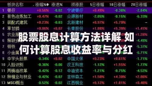 股票股息计算方法详解 如何计算股息收益率与分红金额