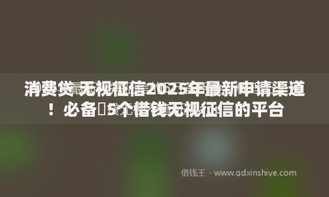 消费贷 无视征信2025年最新申请渠道！必备​5个借钱无视征信的平台