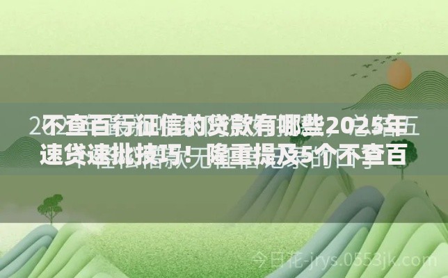 不查百行征信的贷款有哪些2025年速贷速批技巧！隆重提及5个不查百行征信的网贷口子