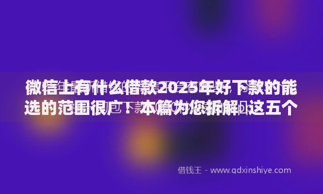 微信上有什么借款2025年好下款的能选的范围很广！本篇为您拆解​这五个借款软件！