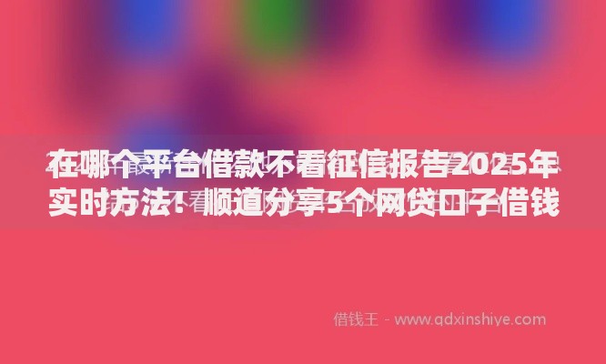 在哪个平台借款不看征信报告2025年实时方法！顺道分享5个网贷口子借钱不看征信报告