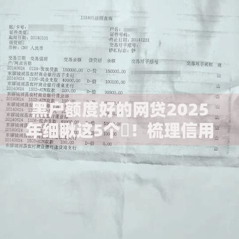 黑户额度好的网贷2025年细瞅这5个​！梳理信用卡借款不上证信的口子