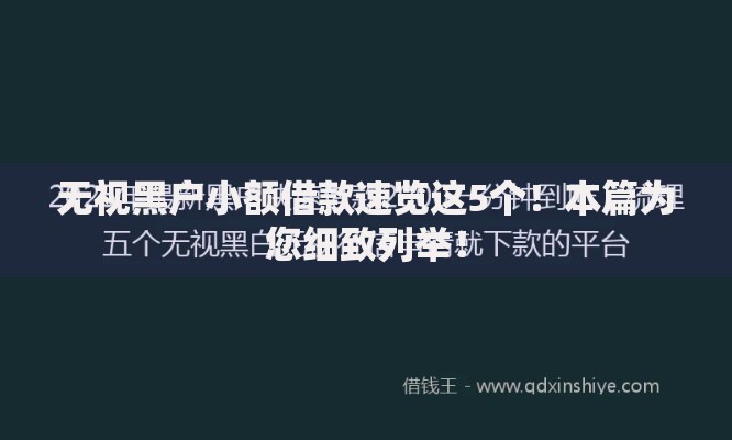无视黑户小额借款速览这5个！本篇为您细致列举！