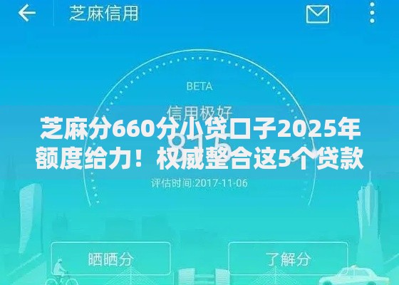 芝麻分660分小贷口子2025年额度给力！权威整合这5个贷款平台够用网址